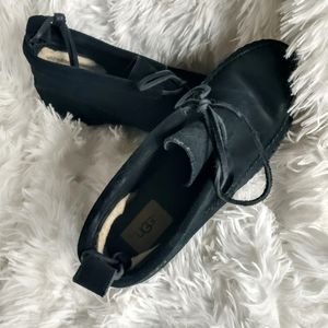 UGG Women Australia Woodlyn Black Suede Ankle Boots Booties Moccasins Sz 9.5